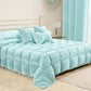 Quilt, Double Face Winter Quilt in Soft and Warm Velvet and Light Blue Microfiber