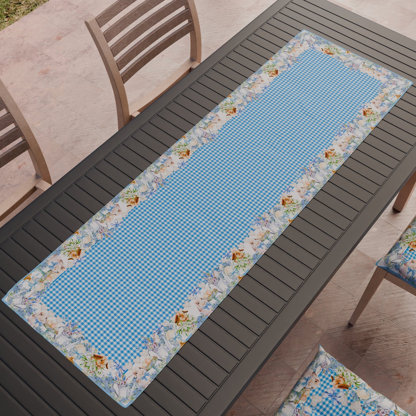 Easter Table Runner, Easter Tablecloth Runner, Vichy Kitchen Runner