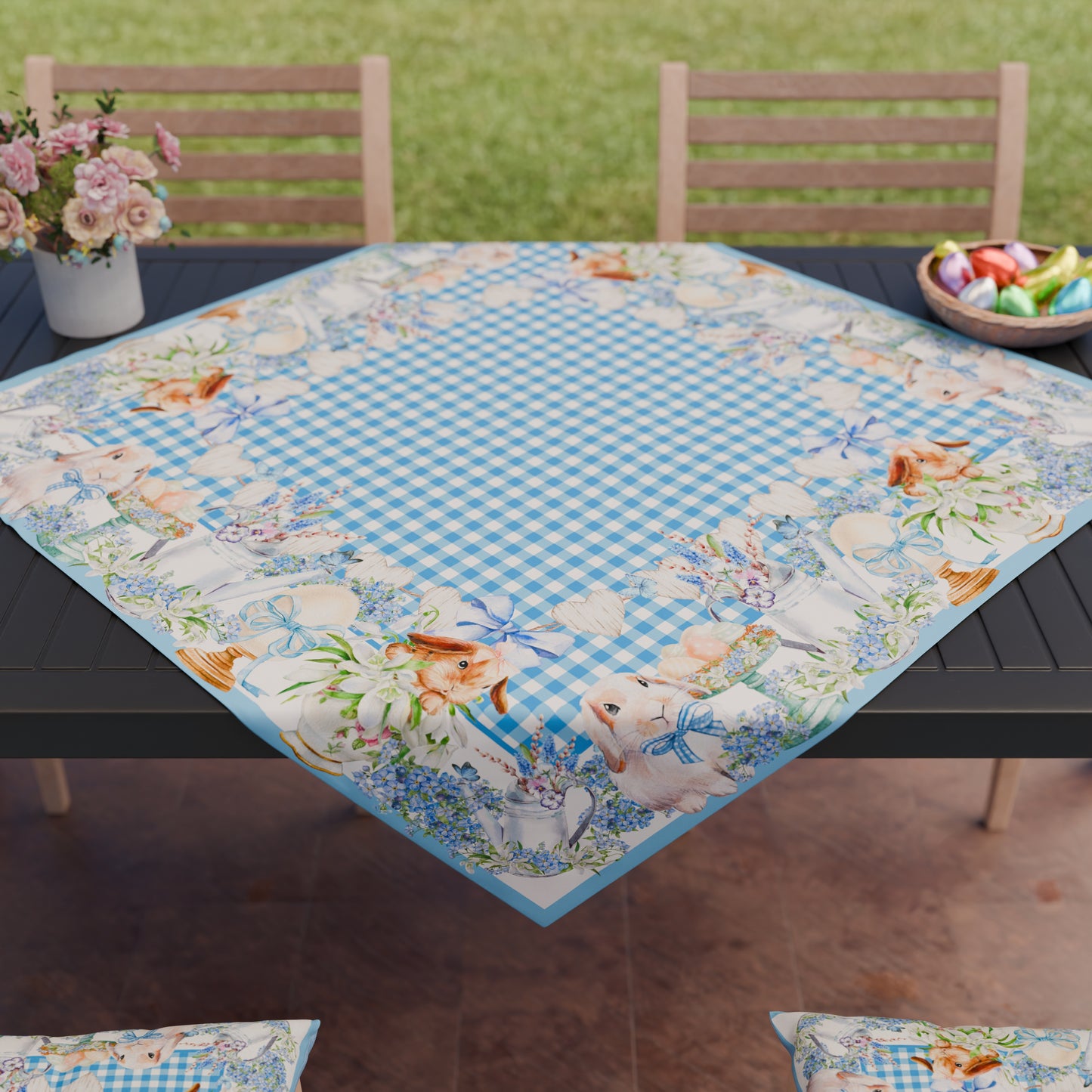 Centre de table de Pâques pour la cuisine en impression numérique Vichy