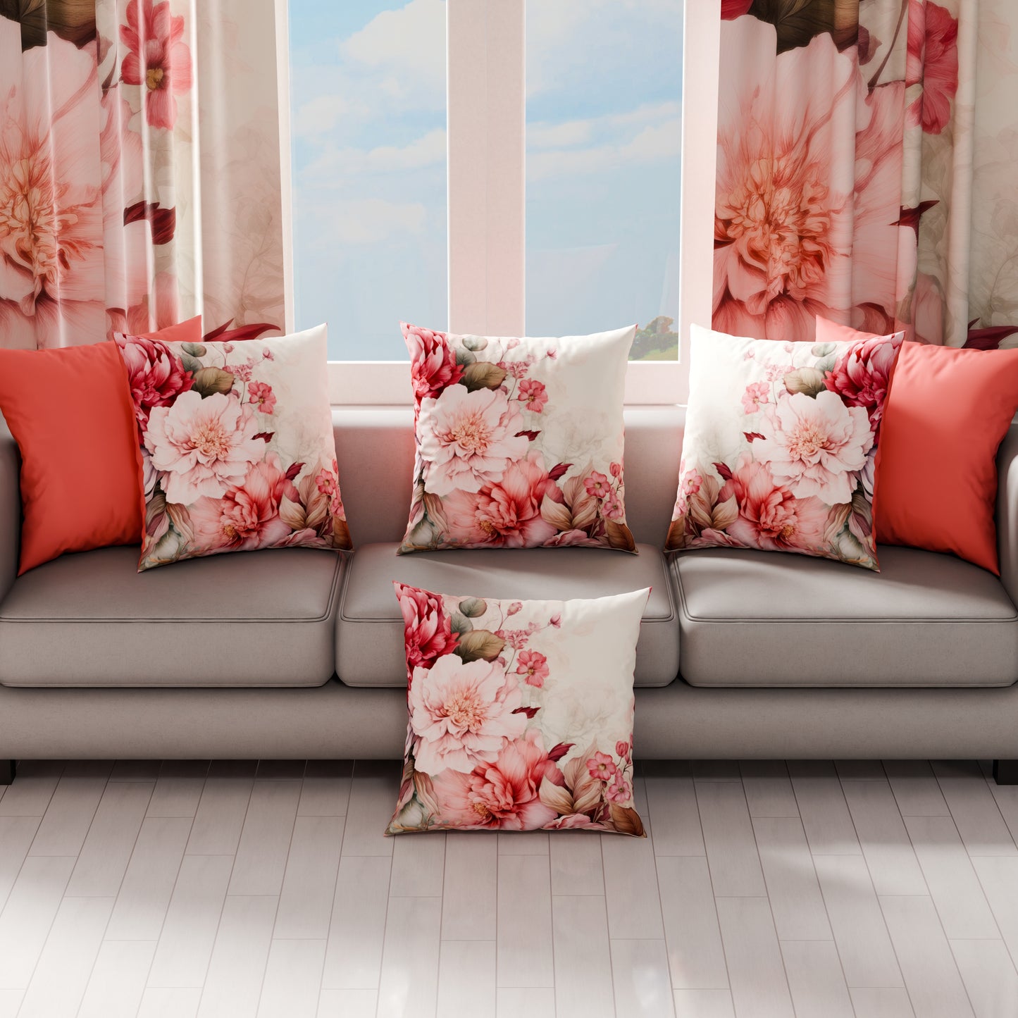 Cuscini, Copricuscini Divano, Cuscini Arredo in Stampa Digitale Floreale 04-152