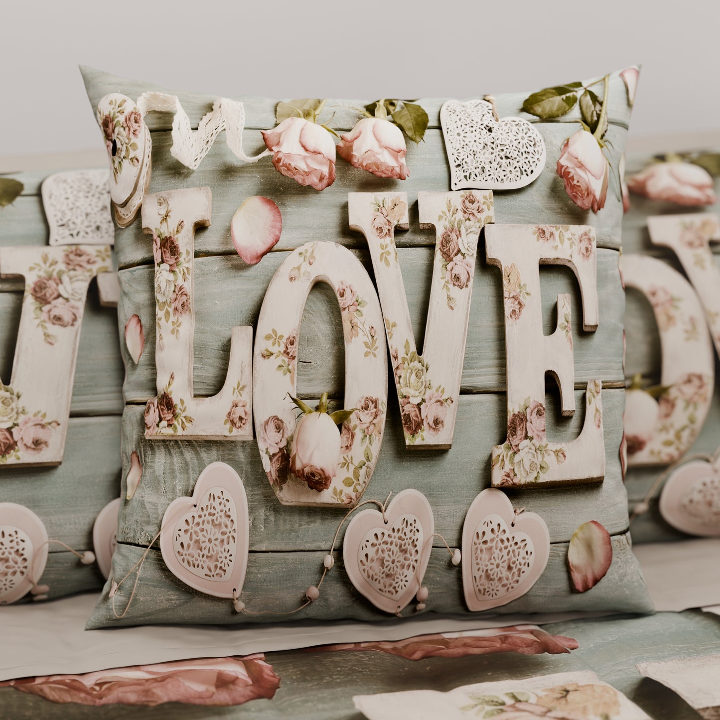 Cuscini, Copricuscini Divano, Cuscini Arredo in Stampa Digitale Shabby 318