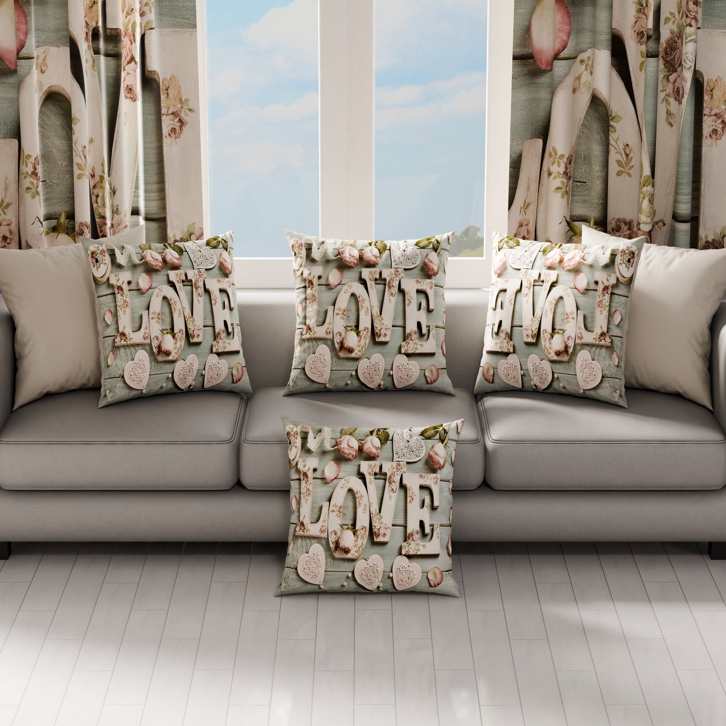 Cuscini, Copricuscini Divano, Cuscini Arredo in Stampa Digitale Shabby 318