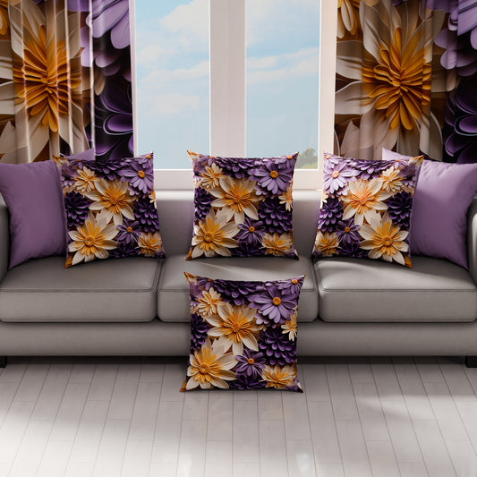 Coussins, Housses de Coussins pour Canapé, Coussins Décoratifs en Impression Digitale Florale 05-4