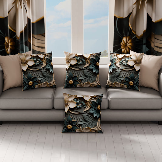 Coussins, Housses de Coussins pour Canapé, Coussins Décoratifs en Impression Digitale Florale 05-8