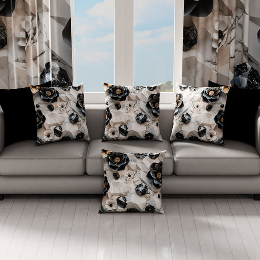 Coussins, Housses de Coussin pour Canapé, Coussins Décoratifs en Impression Digitale Florale 06-7
