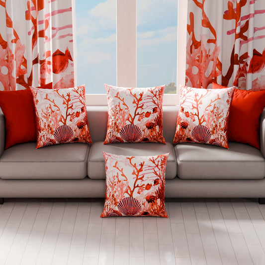 Coussins, Housses de Coussin pour Canapé, Coussins Décoratifs en Impression Digitale Corail Rouge