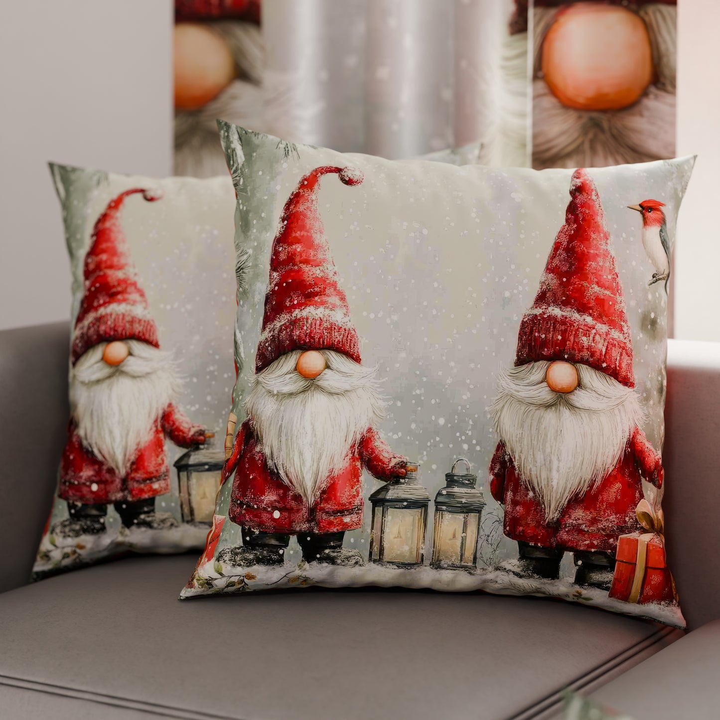 Cuscini, Copricuscini Divano, Cuscini Arredo Natalizi Gnomo 02
