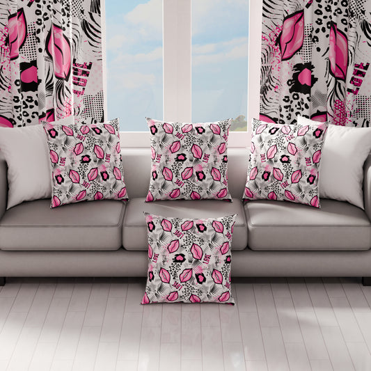 Coussins, Housses de coussin pour canapé, Coussins décoratifs en impression numérique Rouge à lèvres Blanc