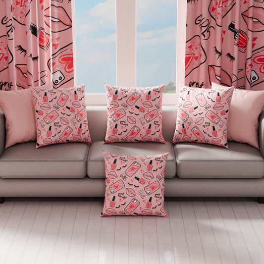 Coussins, Housses de coussin pour canapé, Coussins décoratifs en impression numérique Rouge à lèvres Rose