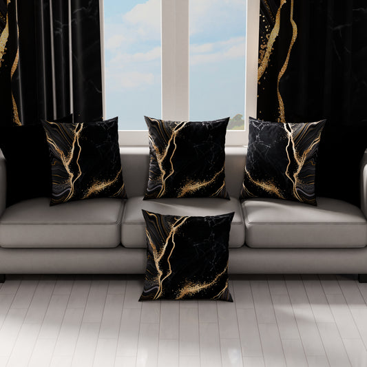 Coussins, Housses de coussin pour canapé, Coussins décoratifs en impression numérique Marble 07 Noir