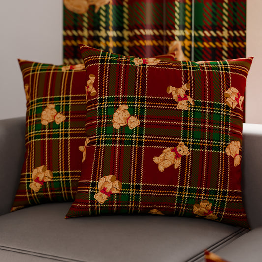 Cuscini, Copricuscini Divano, Cuscini Arredo Natalizi Orsetto Tartan