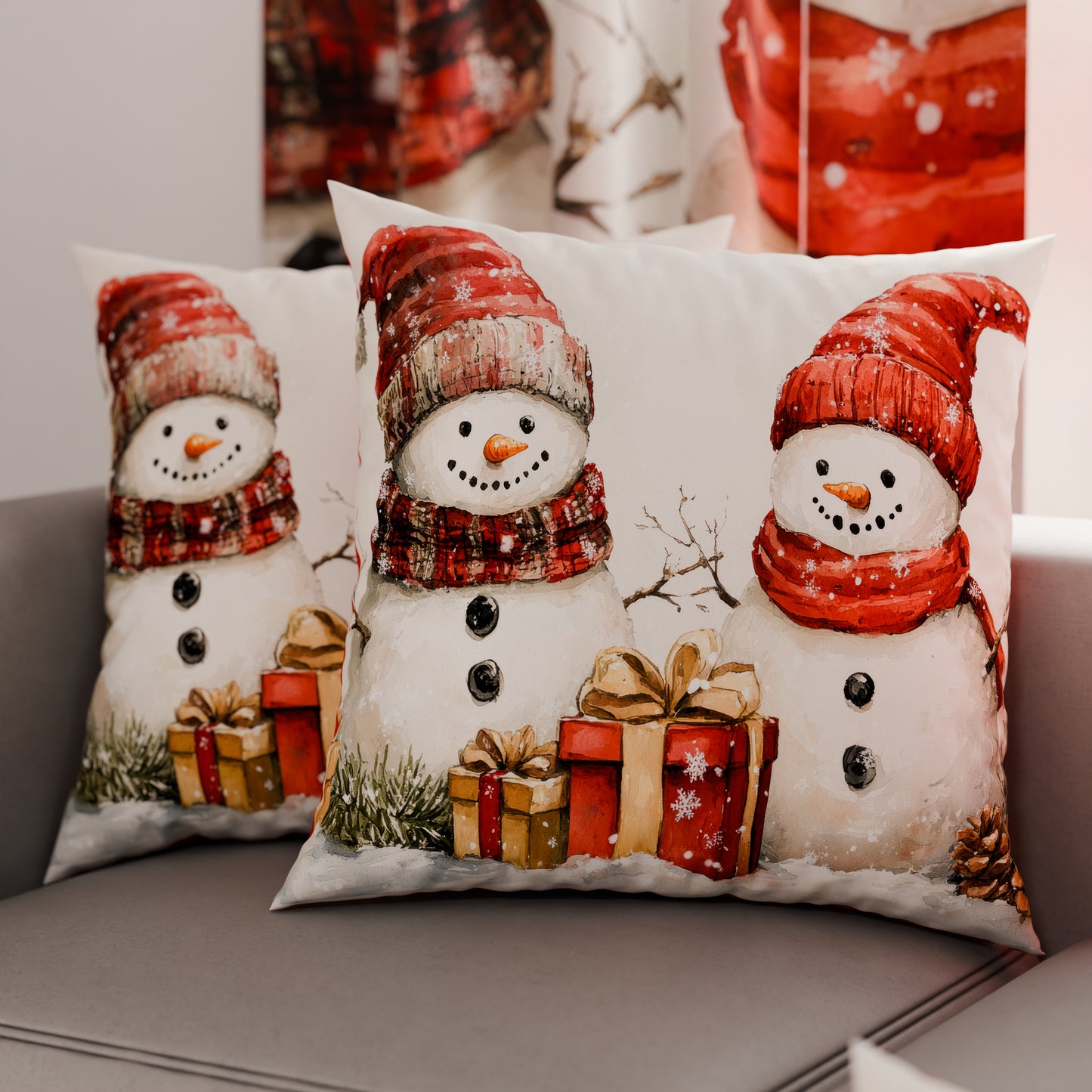 Cuscini, Copricuscini Divano, Cuscini Arredo Natalizi Pupazzo 01