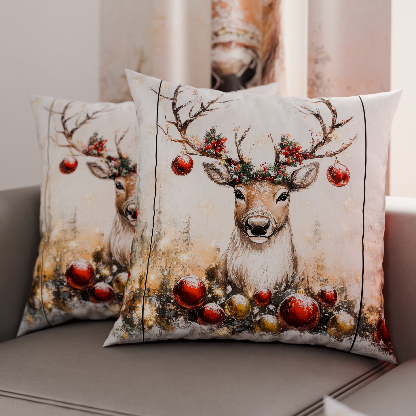 Cuscini, Copricuscini Divano, Cuscini Arredo Natalizi Renna