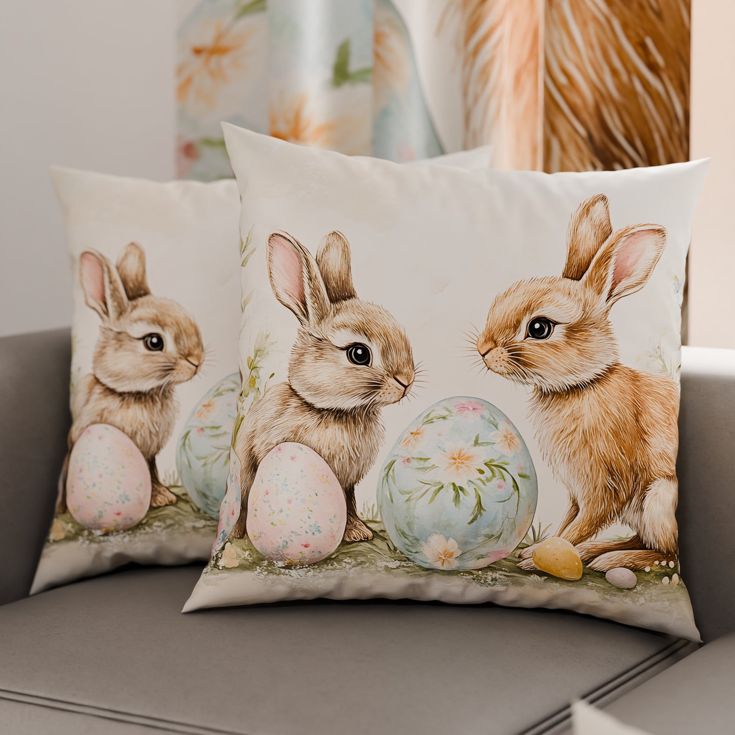 Cuscini, Copricuscini Divano, Cuscini Arredo in Stampa Digitale Pasqua Eggy Love