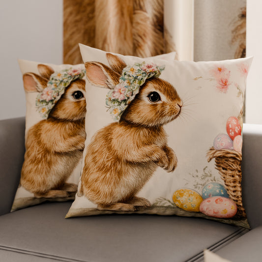 Coussins, Housses de coussin pour canapé, Coussins décoratifs en impression numérique Pâques Magic Bunny