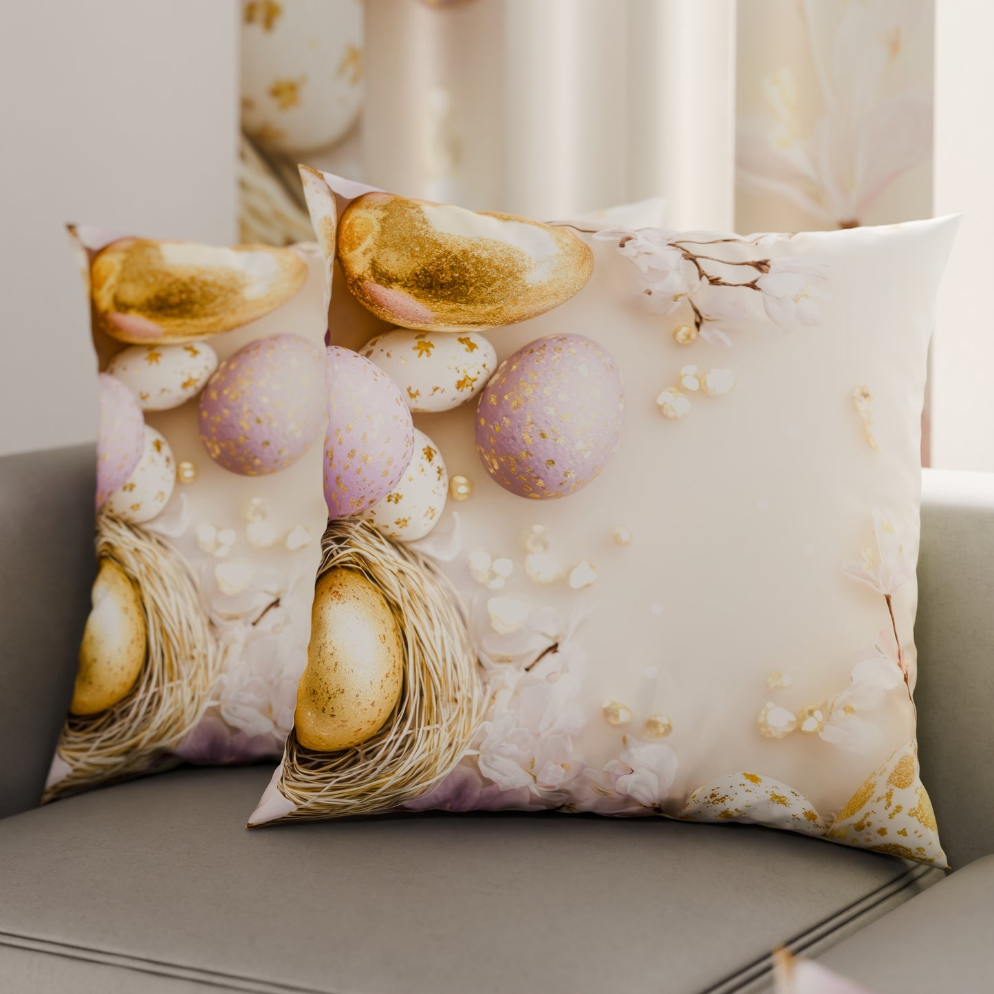 Cuscini, Copricuscini Divano, Cuscini Arredo in Stampa Digitale Pasqua Golden Eggs