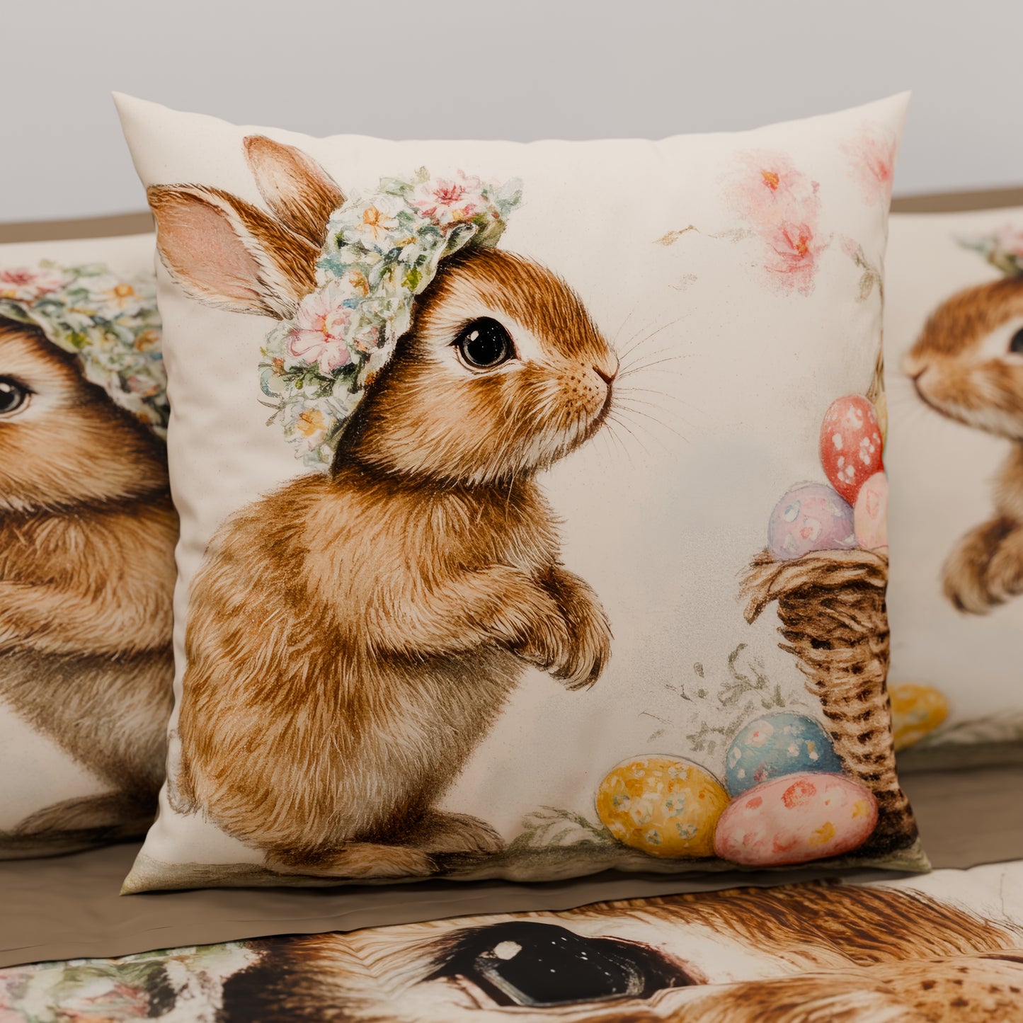 Cuscini, Copricuscini Divano, Cuscini Arredo in Stampa Digitale Pasqua Magic Bunny