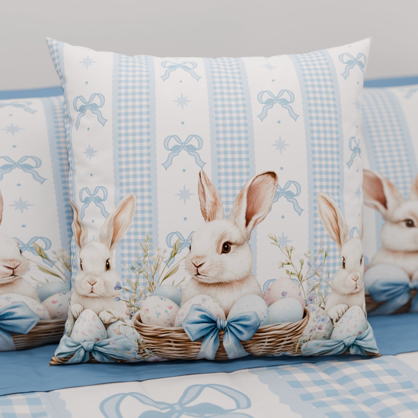 Cuscini, Copricuscini Divano, Cuscini Arredo in Stampa Digitale Pasqua White Bunny