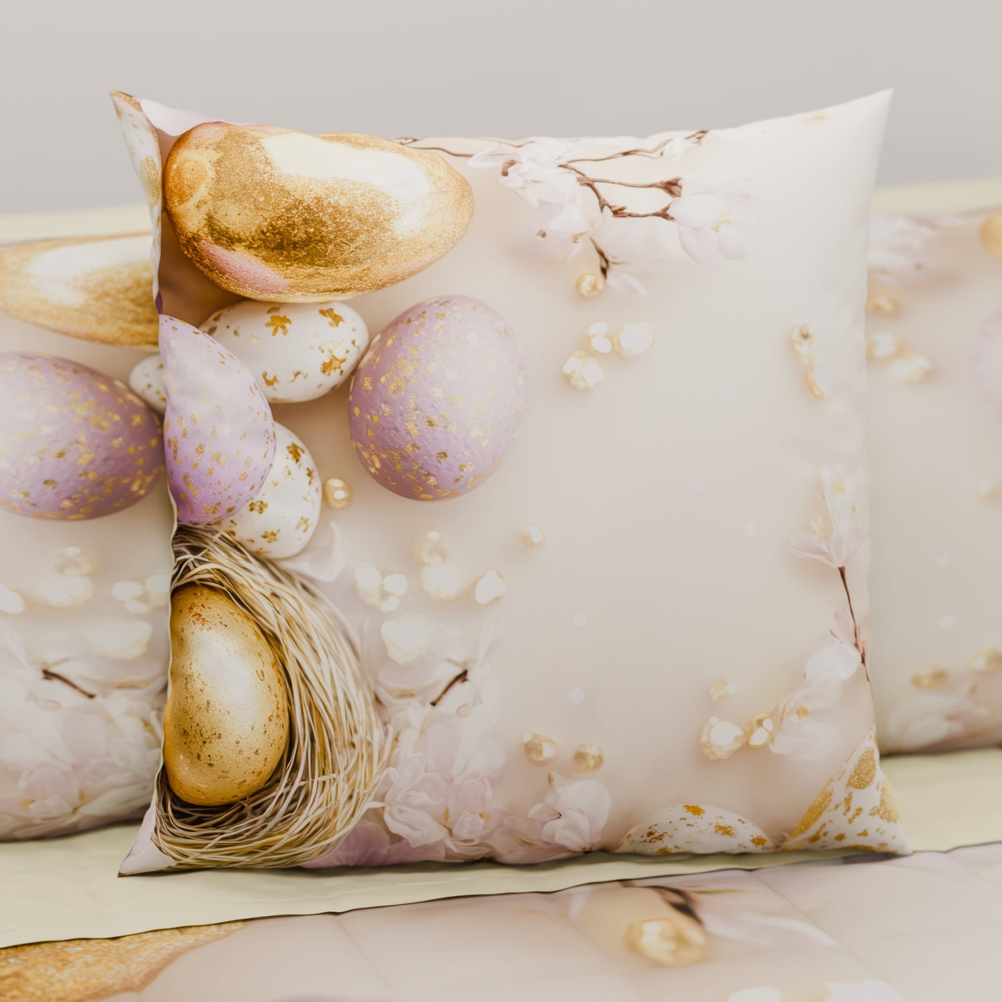 Cuscini, Copricuscini Divano, Cuscini Arredo in Stampa Digitale Pasqua Golden Eggs