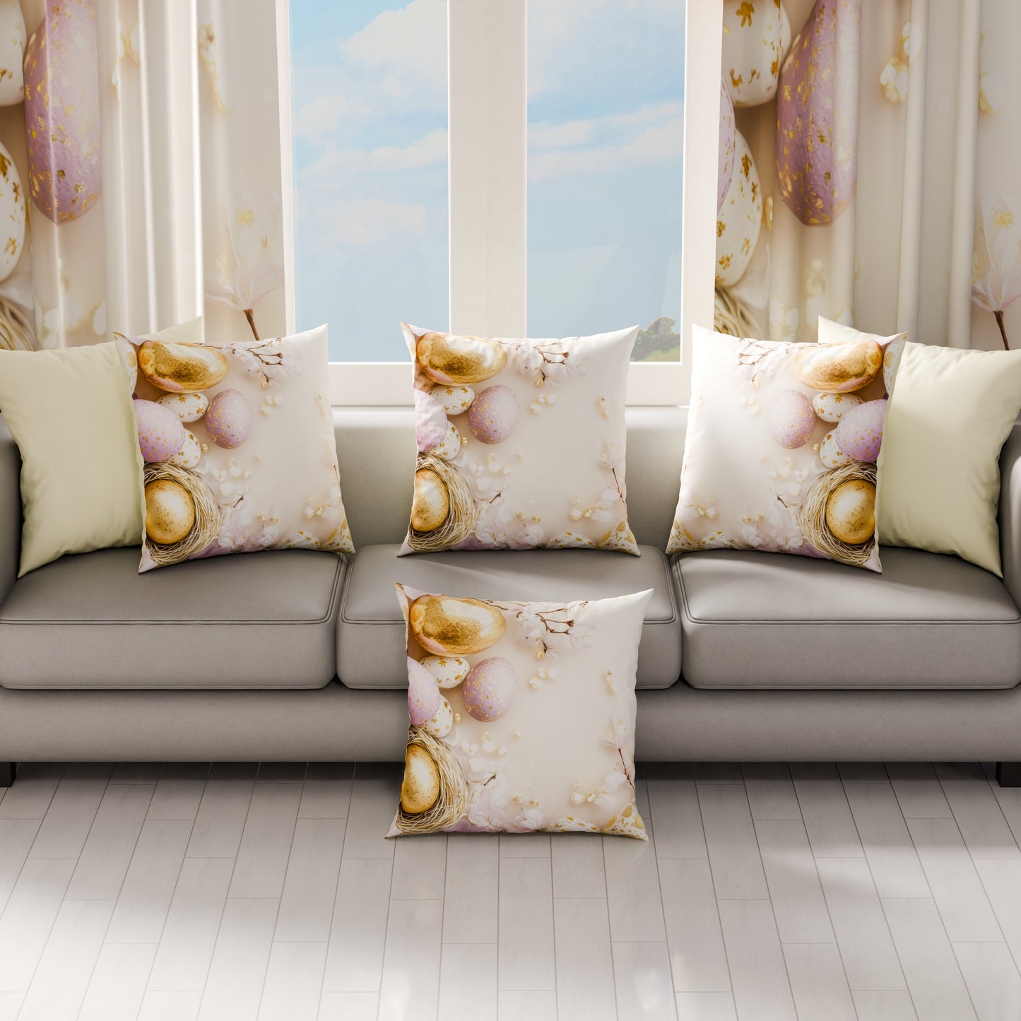 Cuscini, Copricuscini Divano, Cuscini Arredo in Stampa Digitale Pasqua Golden Eggs
