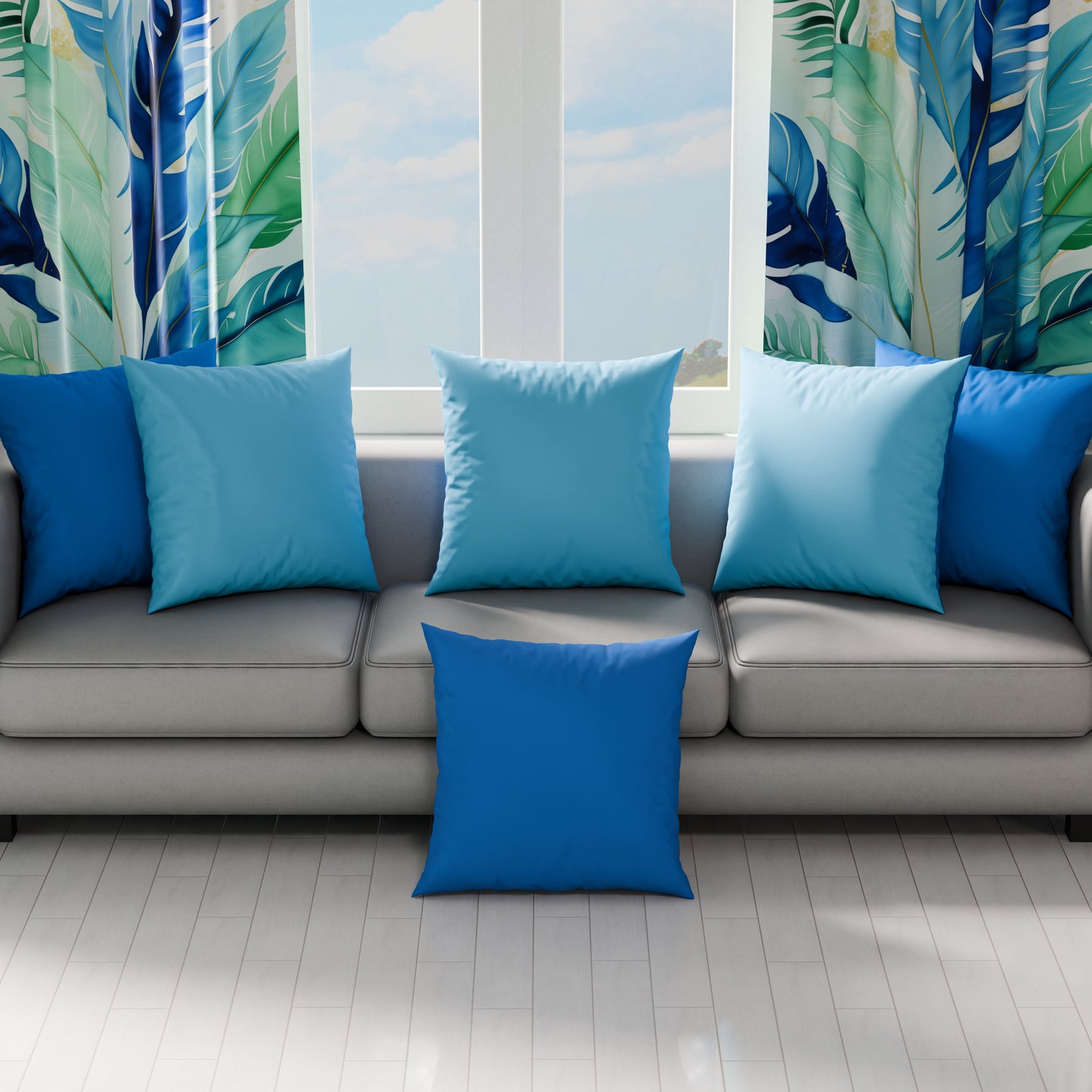 Cuscini, Copricuscini Divano, Cuscini Arredo in Tinta Unita, Blu Elettrico/Celeste