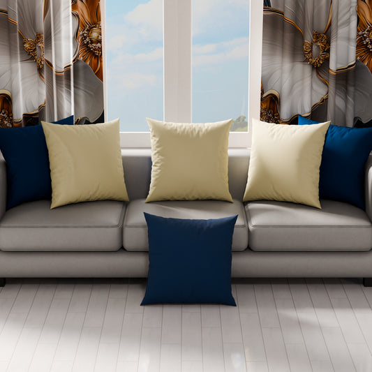 Coussins, housses de coussin de canapé, coussins décoratifs unis, Bleu nuit/Tortora