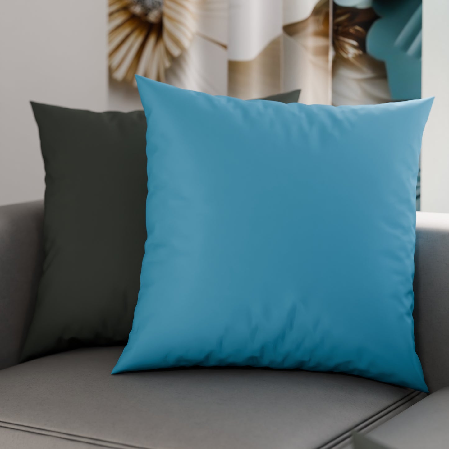 Cuscini, Copricuscini Divano, Cuscini Arredo in Tinta Unita, Celeste/Grigio Scuro