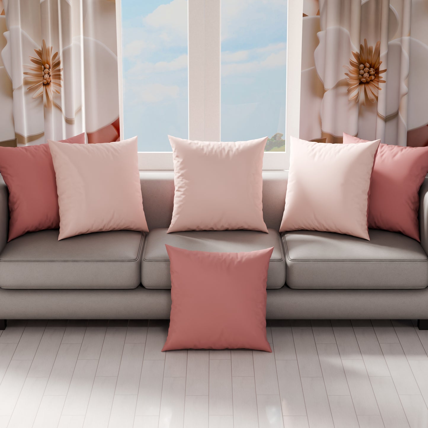 Cuscini, Copricuscini Divano, Cuscini Arredo in Tinta Unita, Cipria Chiaro/Cipria Scuro