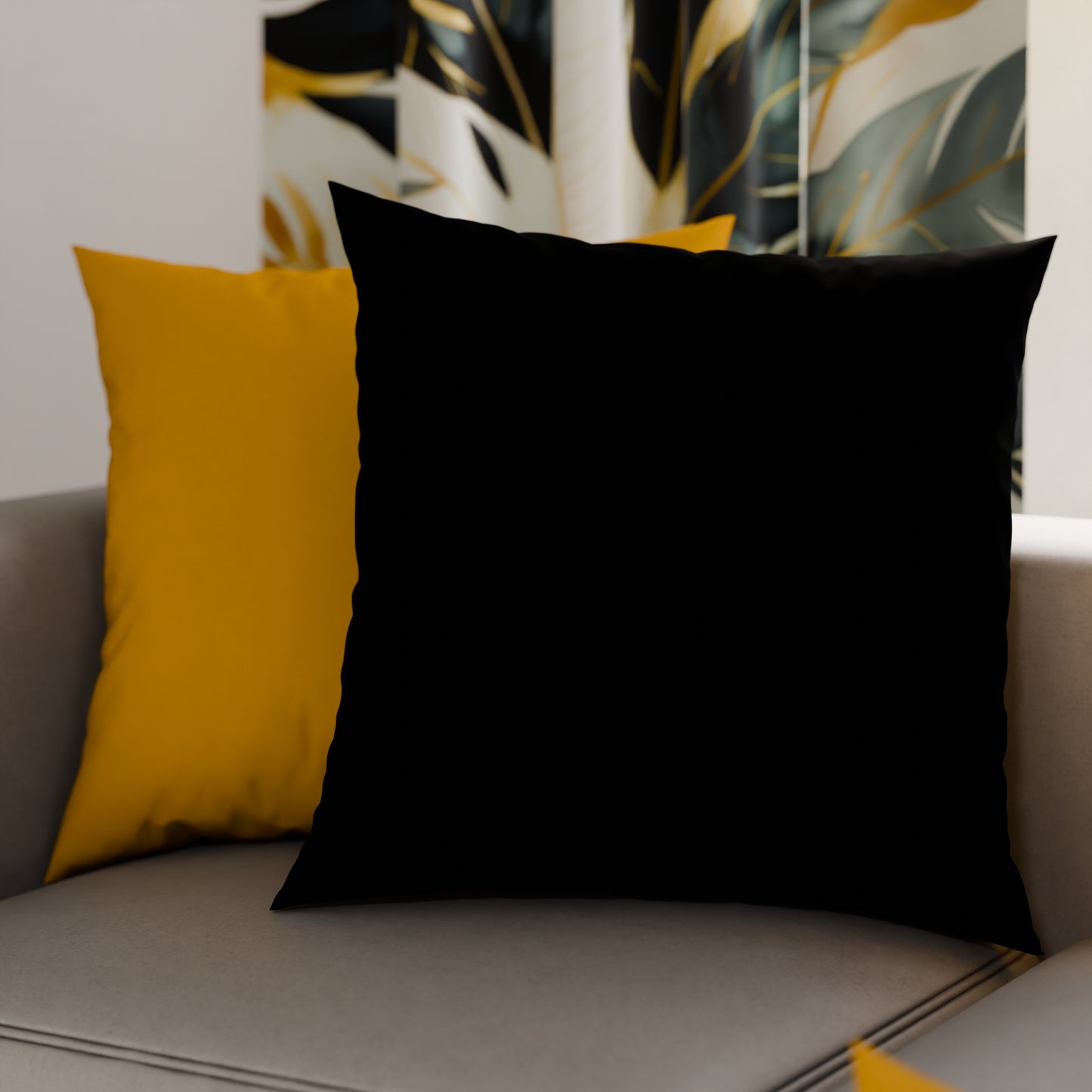 Cuscini, Copricuscini Divano, Cuscini Arredo in Tinta Unita, Giallo Ocra/Nero