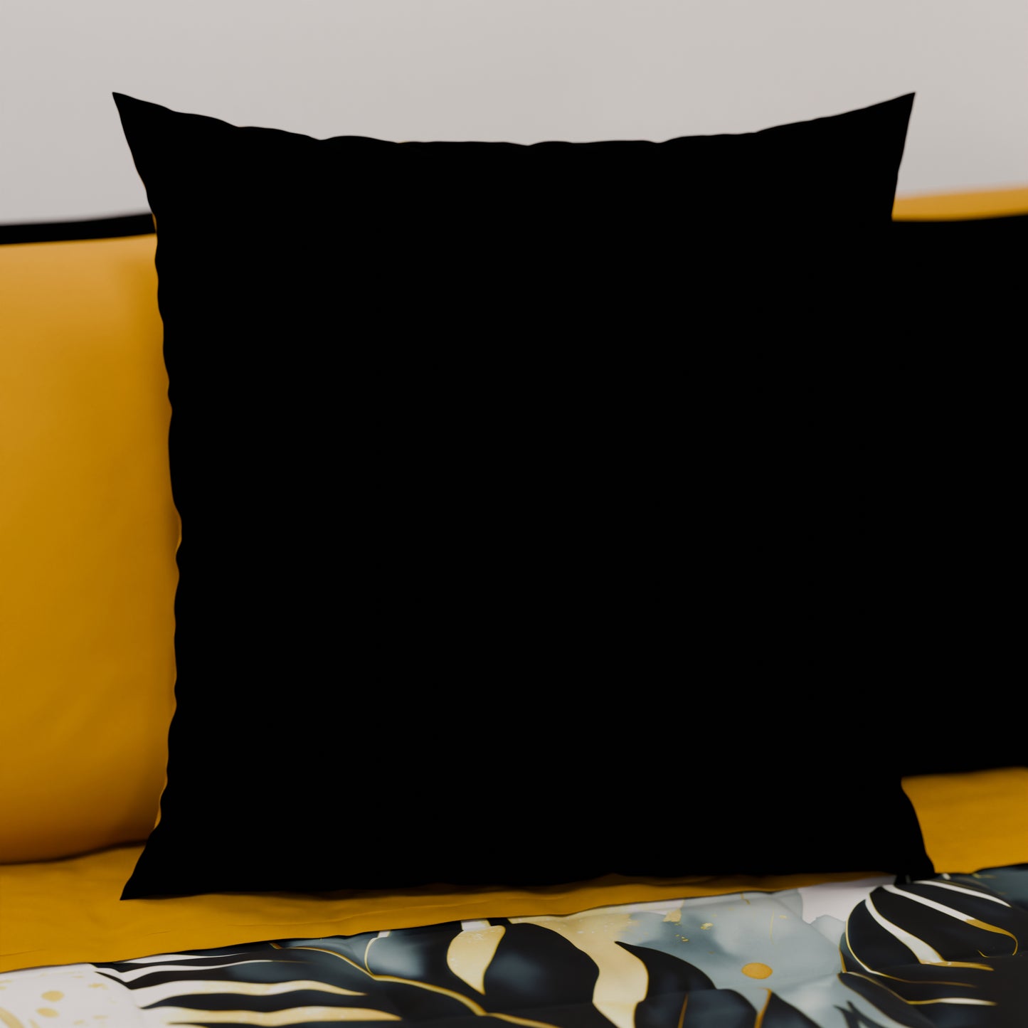 Cuscini, Copricuscini Divano, Cuscini Arredo in Tinta Unita, Giallo Ocra/Nero