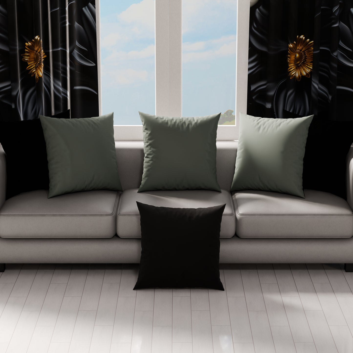 Cuscini, Copricuscini Divano, Cuscini Arredo in Tinta Unita, Grigio Scuro/Nero