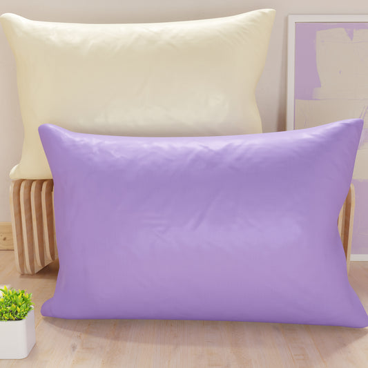 Federe, Coppia Federe, Copricuscini, 100% Microfibra Anallergica, Lilla/Panna