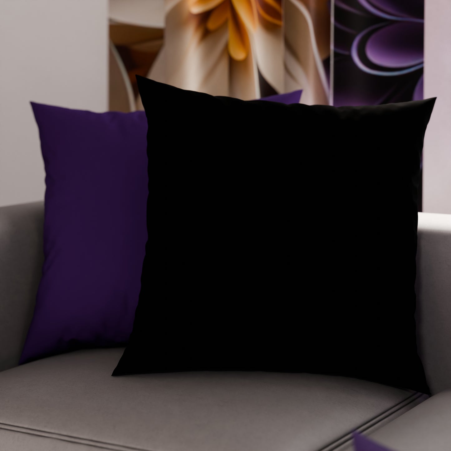 Cuscini, Copricuscini Divano, Cuscini Arredo in Tinta Unita, Nero/Viola