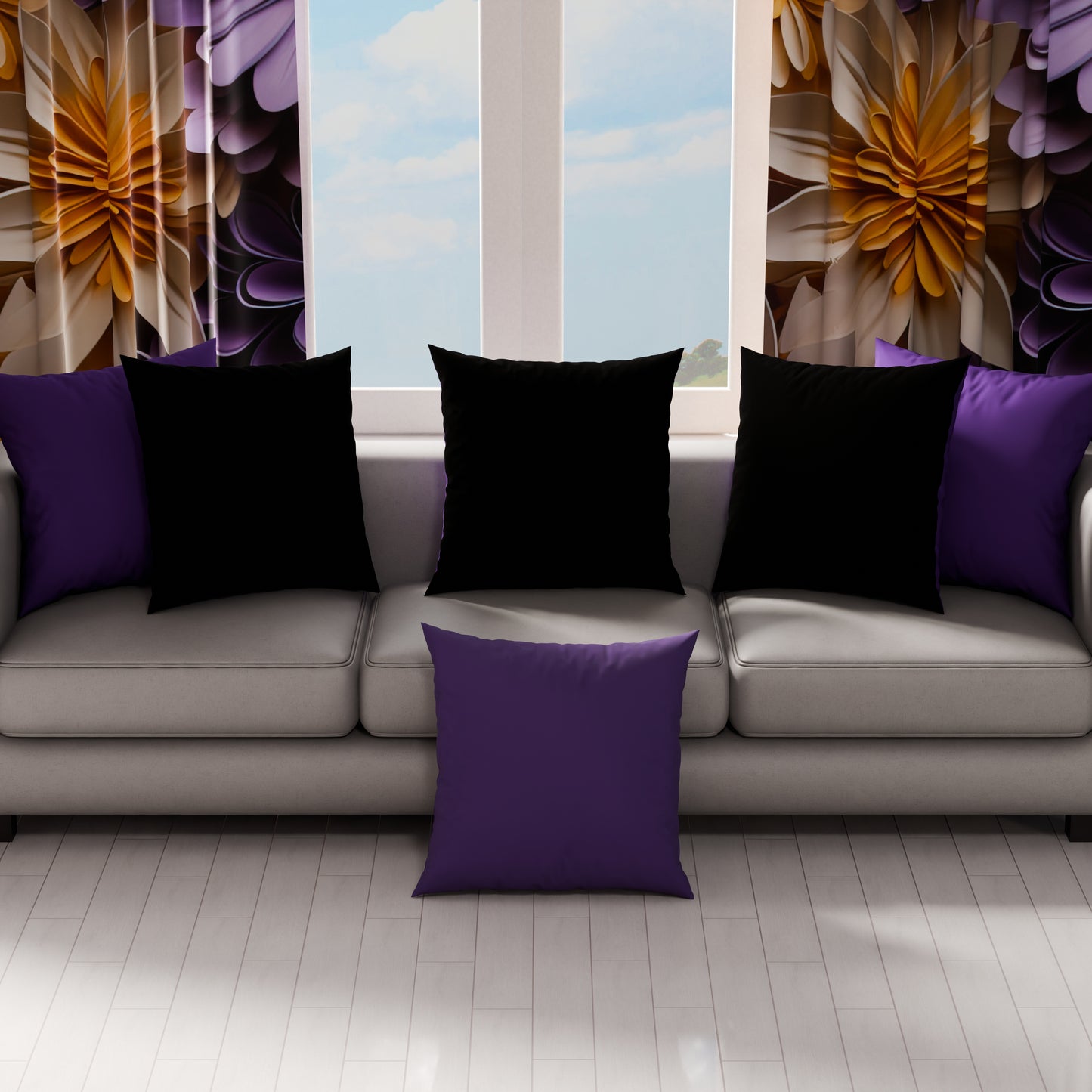 Cuscini, Copricuscini Divano, Cuscini Arredo in Tinta Unita, Nero/Viola