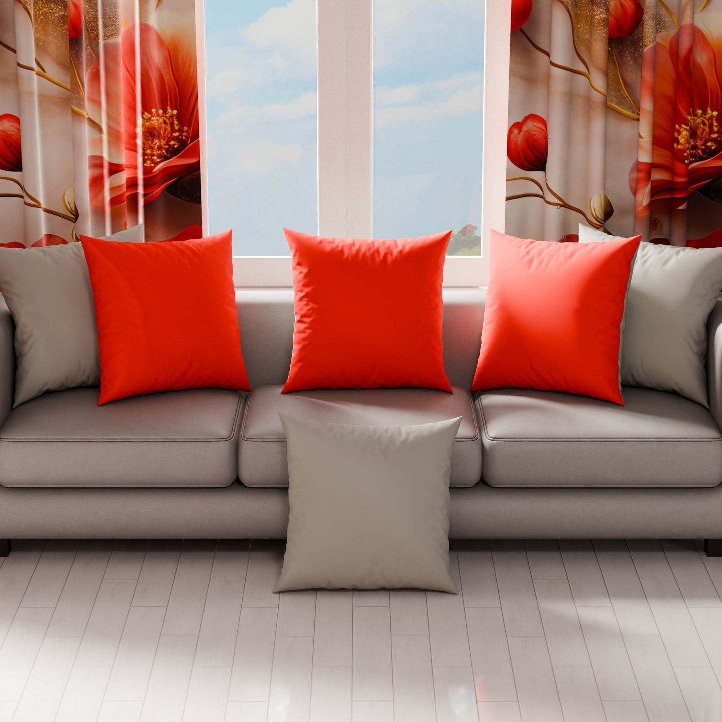Cuscini, Copricuscini Divano, Cuscini Arredo in Tinta Unita, Rosso/Grigio Chiaro