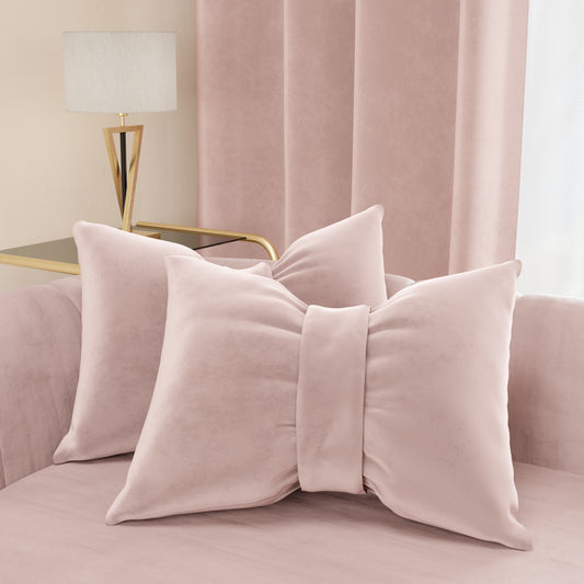 Sofa Cushions, Furnishing Cushions in Powder Pink Bow Velvet 1pc
