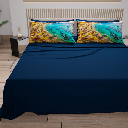 Lenzuola in Cotone, Completo Letto con Federe in Stampa Digitale, Sharm El-Sheikh