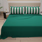 Lenzuola in Cotone, Completo Letto con Federe in Stampa Digitale Righe Bianco/Verde Scuro