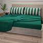 Lenzuola in Cotone, Completo Letto con Federe in Stampa Digitale Righe Bianco/Verde Scuro