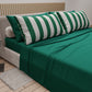 Lenzuola in Cotone, Completo Letto con Federe in Stampa Digitale Righe Bianco/Verde Scuro