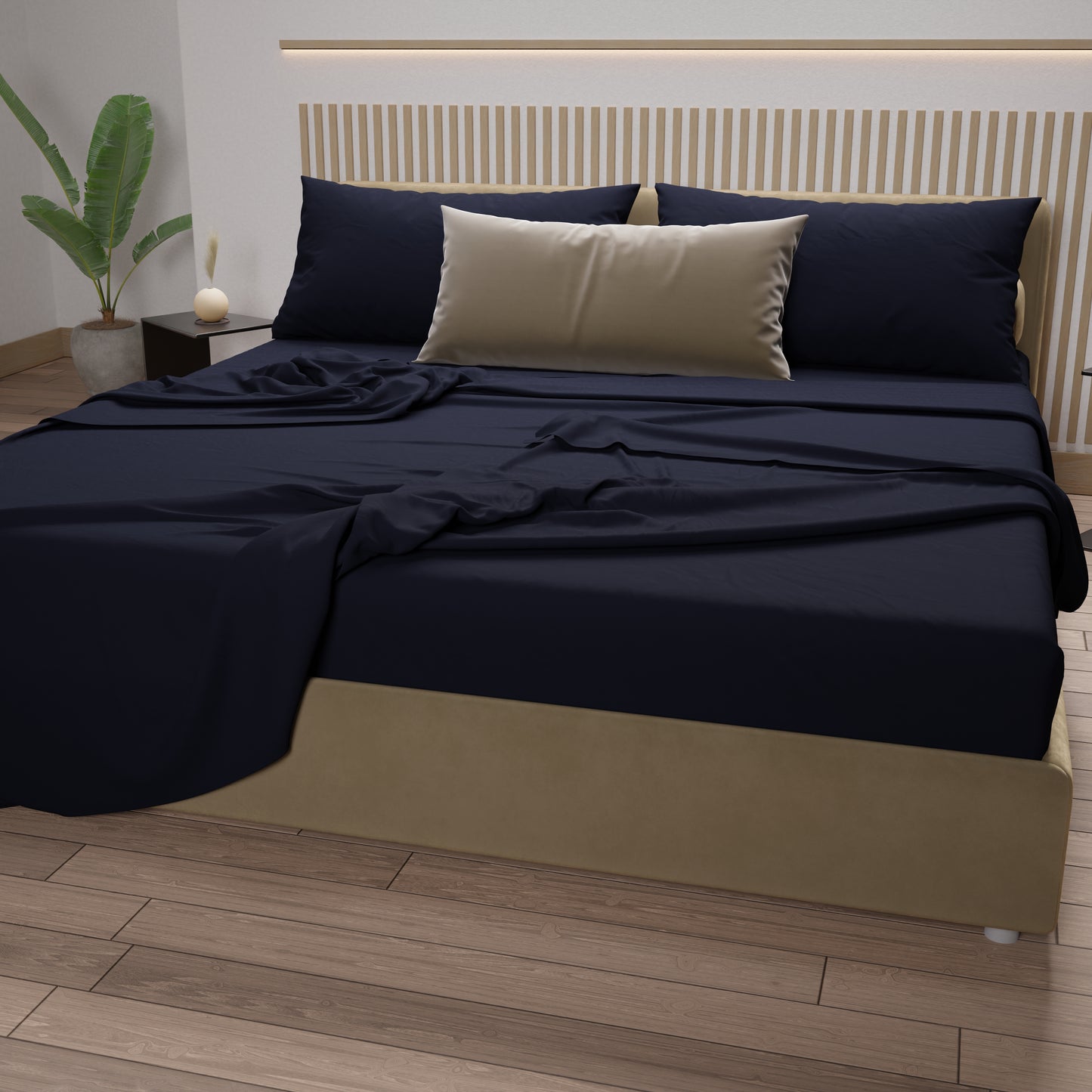 Double, Single, Single and Half Sheets, 100% Cotton, Navy Blue