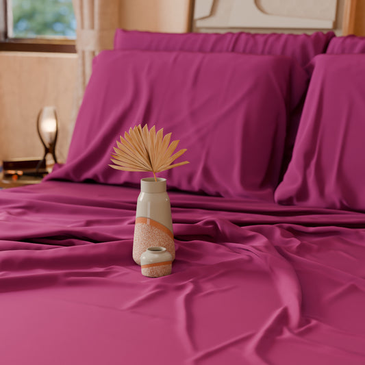 Lenzuola Matrimoniali, Singole, Una Piazza e Mezza, in Cotone, Fucsia