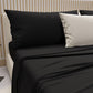 Draps pour lit double, simple et queen, 100 % coton, noir