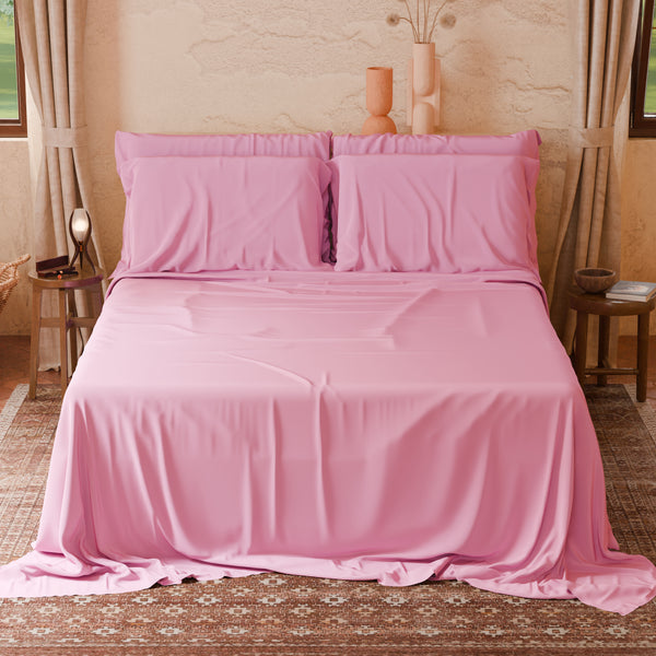 Lenzuola Matrimoniali, Singole, Una Piazza e Mezza, in Cotone, Rosa