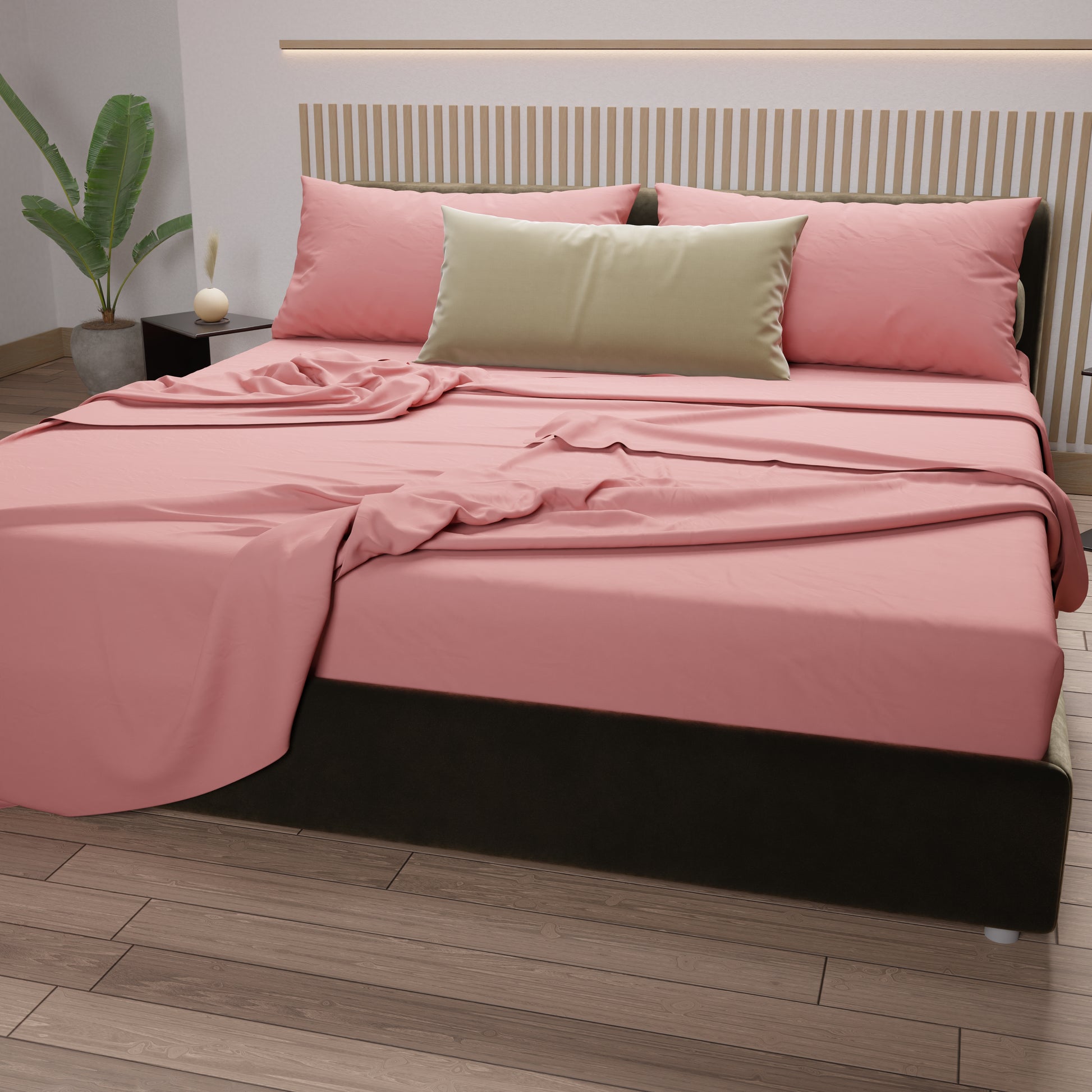 Lenzuola Una Piazza e Mezza - Completo Letto - Quadretti - Rosa