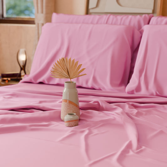 Lenzuola Matrimoniali, Singole, Una Piazza e Mezza, in Cotone, Rosa