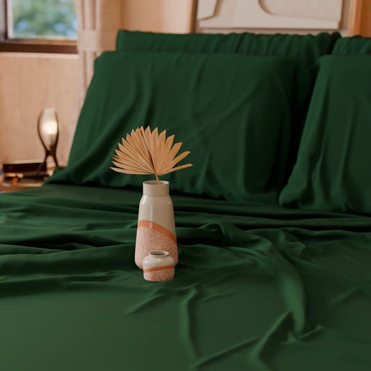 Lenzuola Matrimoniali, Singole, Una Piazza e Mezza, in Cotone, Verde
