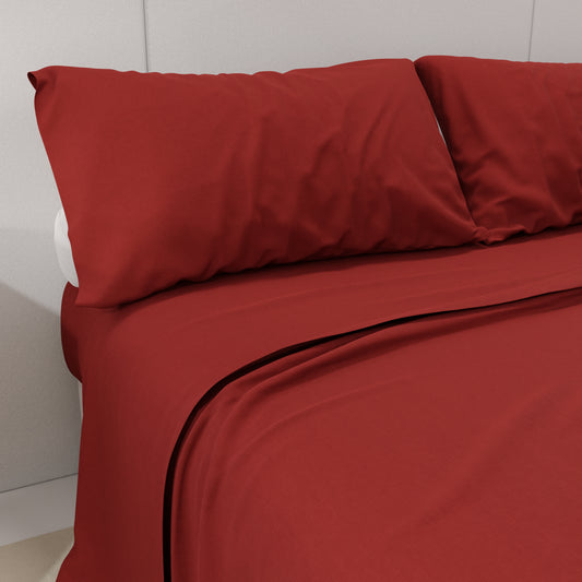 Lenzuola Percalle, Lenzuola Matrimoniali Cotone Bordeaux