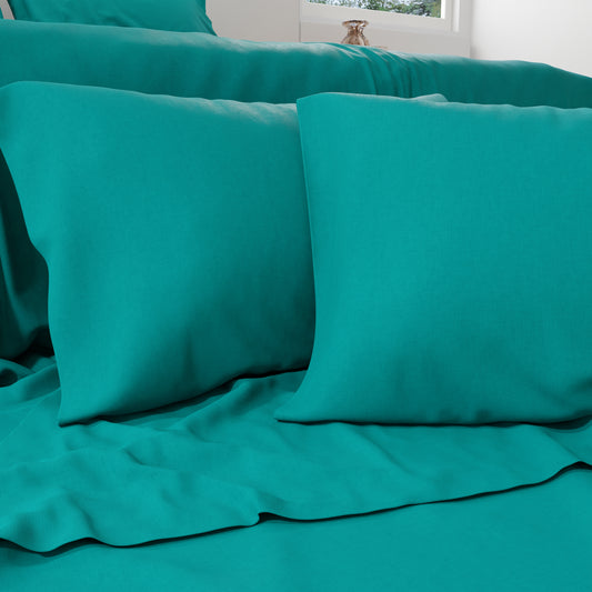 Percale sheets, Aqua green cotton double sheets