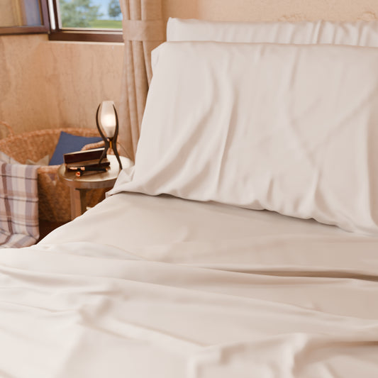 Draps Uni en Satin de Coton Blanc